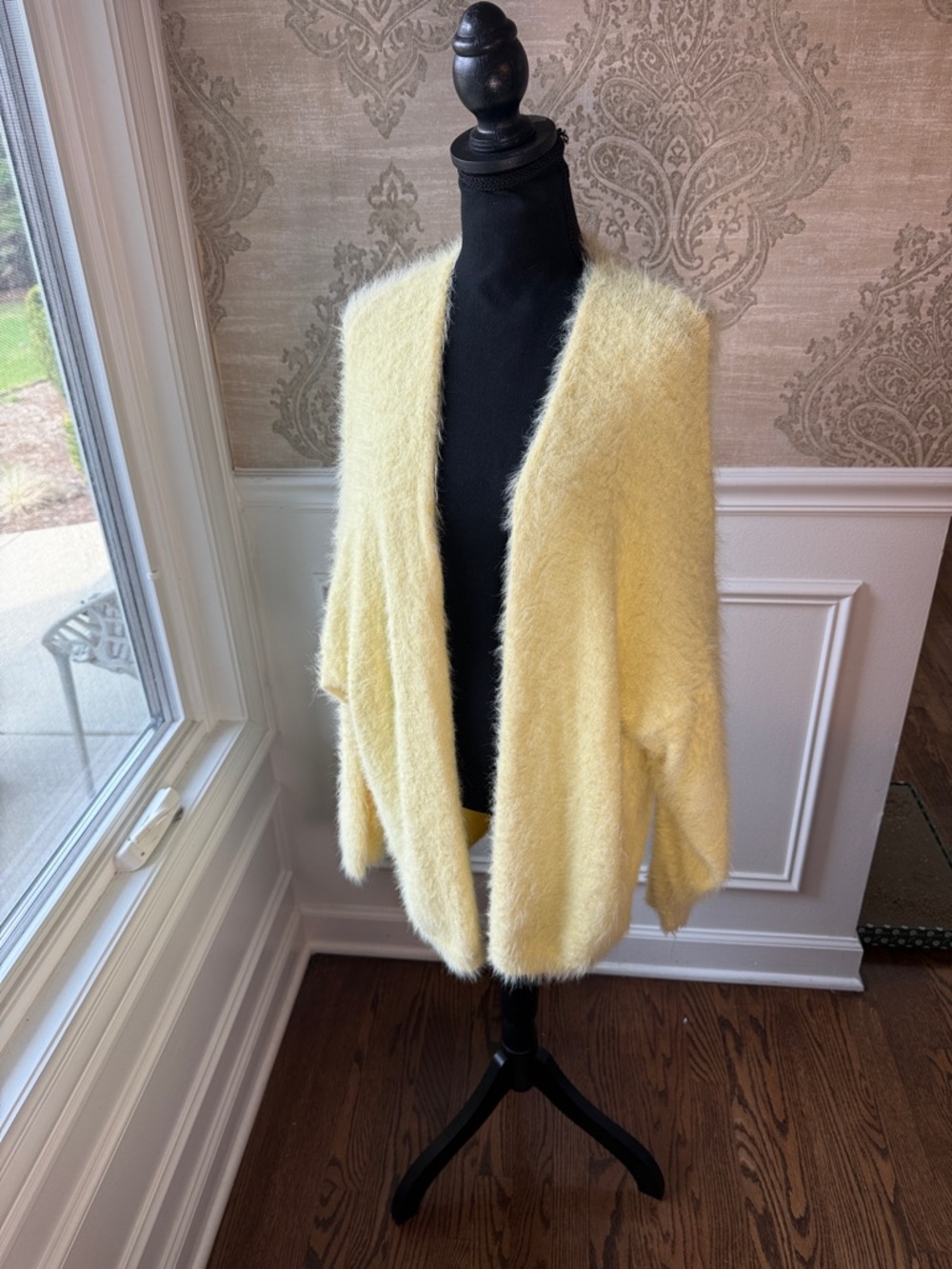 Urban Outfitters Nabila Yellow Fuzzy Oversized Longline Cardigan Size Medium
